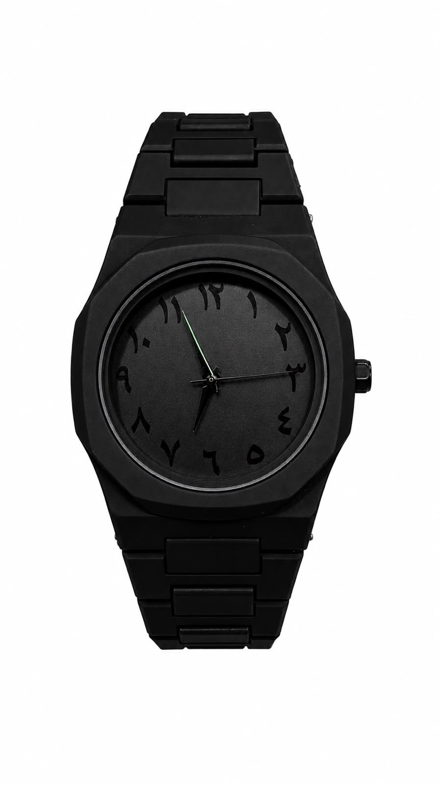 Black Analog Wrist Watch Arabic Numeral Dial Black Metal Bracelet Watch