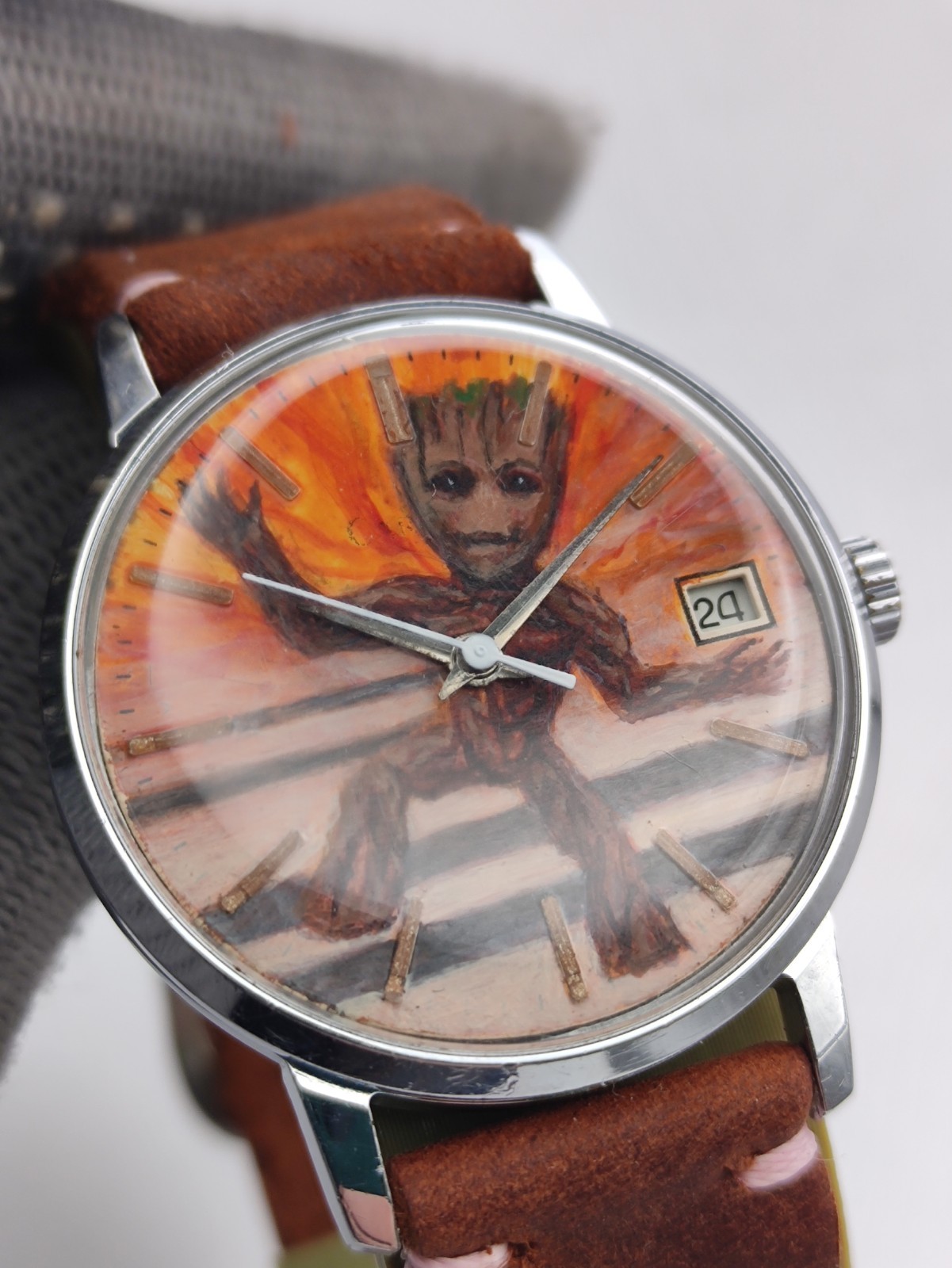 Piece Unique Watch Groot Artwork Poljot 2614.2H Hand painted Handmade Man