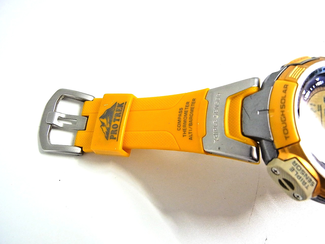 Working Casio Men’s Watch Yellow Pro Trek PRG-110CJ Tough Solar Triple Sensor