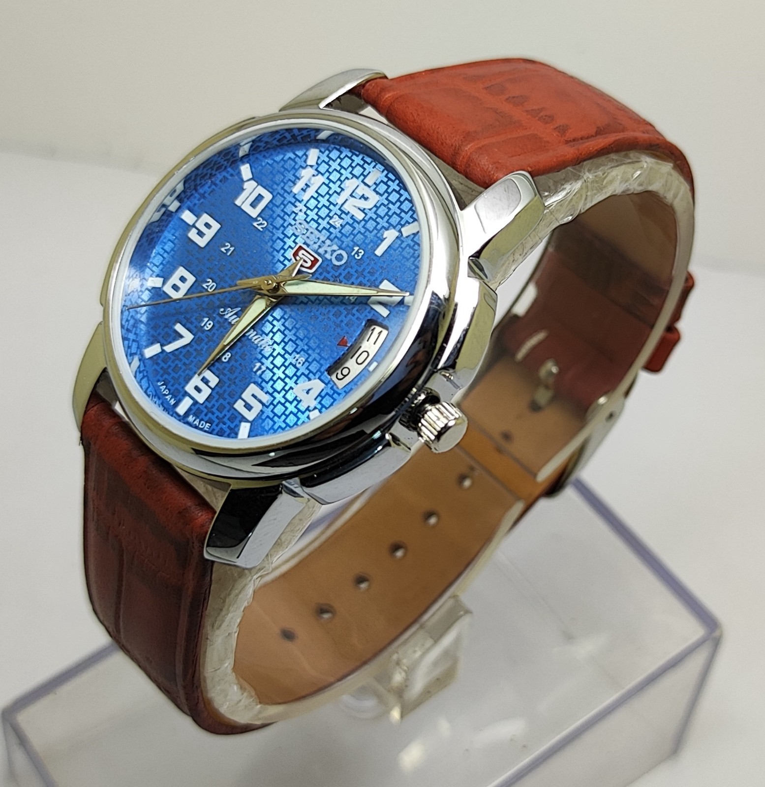 Refurbished Automatic Men’s Watch Day Date | Classic Vintage Style Leather Strap