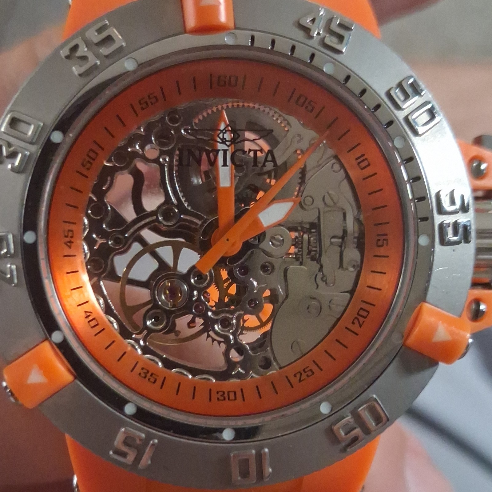 Invicta Subaqua Noma III Automatic Skeleton Orange Rubber Strap 50mm 200m