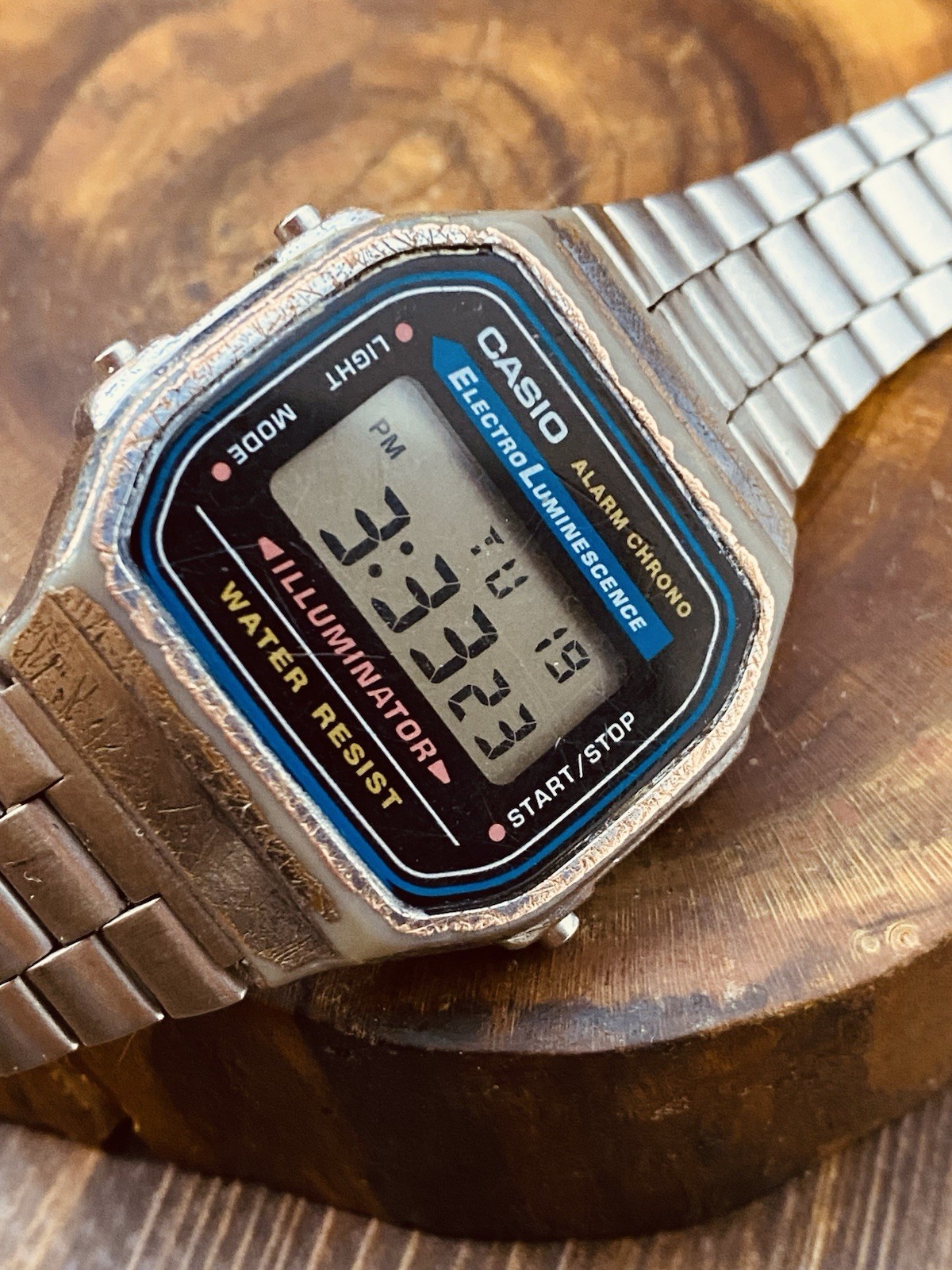 Casio A168 Illuminator Digital Watch Silver Electro Luminescence #8491
