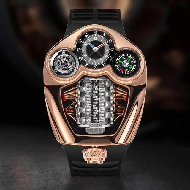 Jacob Engine Series Swiss Quartz 762 Compass Stainless Steel Men’s Watch