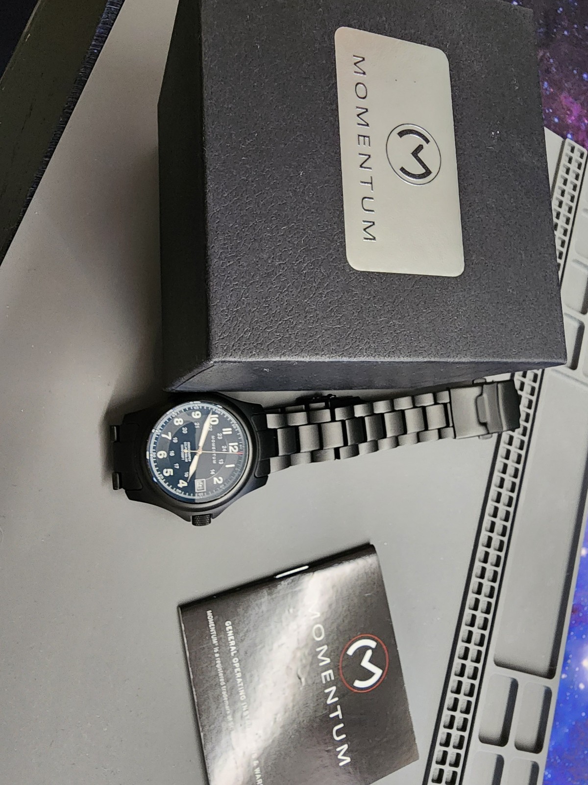 Momentum Smokejumper Eclipse Titanium Solar Quartz Wristwatch 38mm With Box