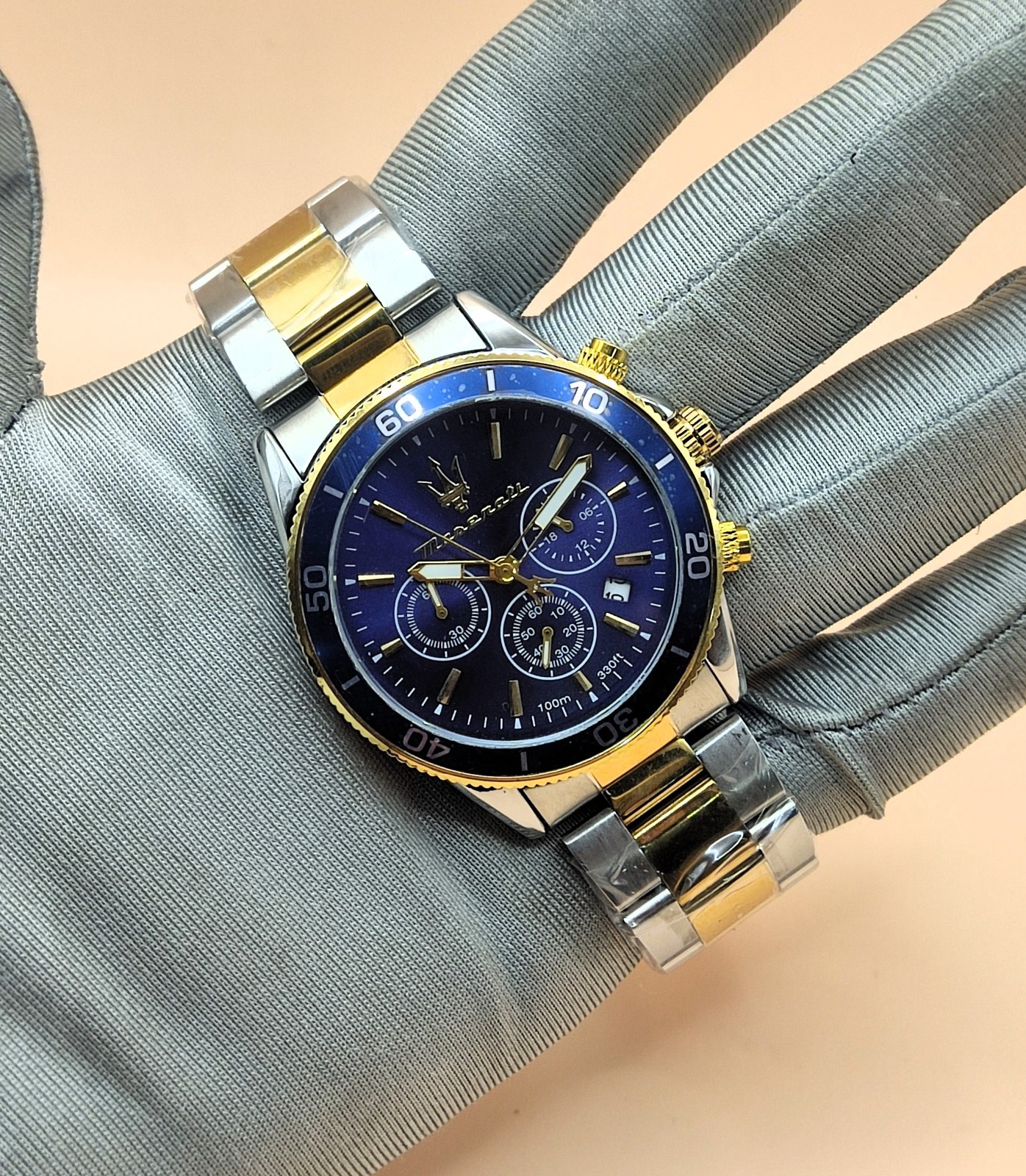 Amazing Maserati Chronograph Blue Dial Analog Refurbished Men’s Wrist Watch
