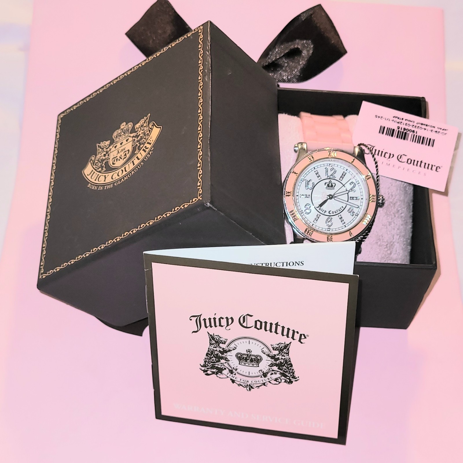 PRISTINE 🩷 Juicy Couture Vintage 2008 Pink Watch Original Box Tags Rare Y2K HTF