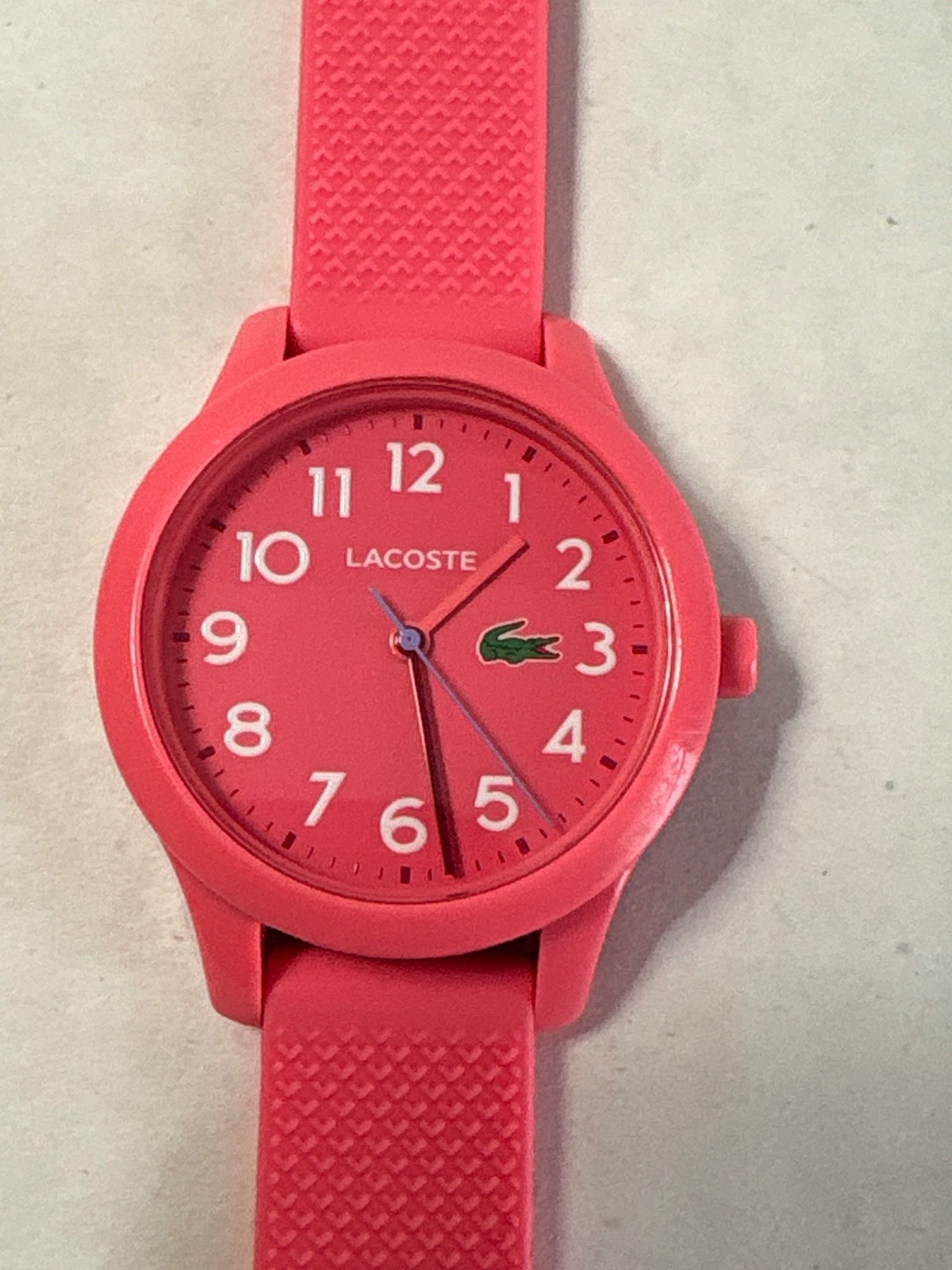 LACOSTE Pink Silicone Watch Womens Quartz Analog Needs Battery Sport Casual