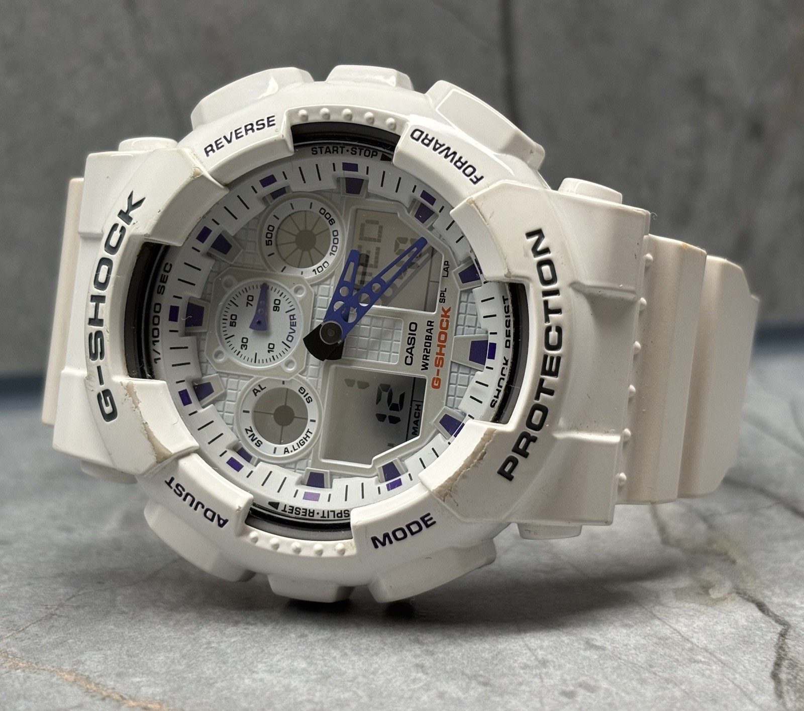 Casio G-Shock Men’s Watch GA-100A 5081 White New Battery Backlight Works