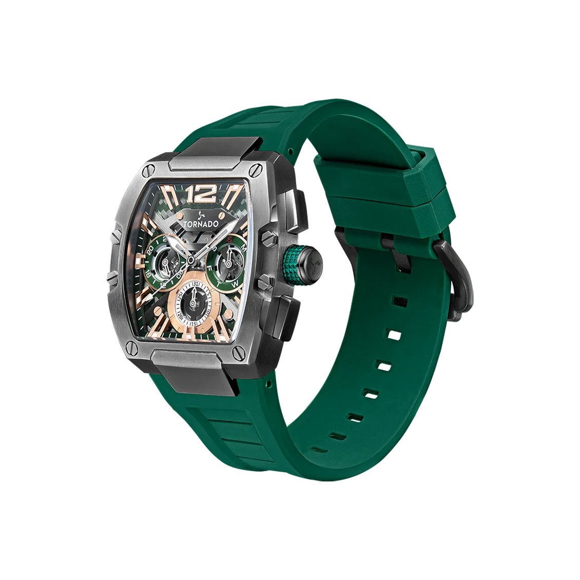 Tornado Xenith Men’s Multi Function Watch | Green Dial, 43x54mm, 100 m (10 ATM)