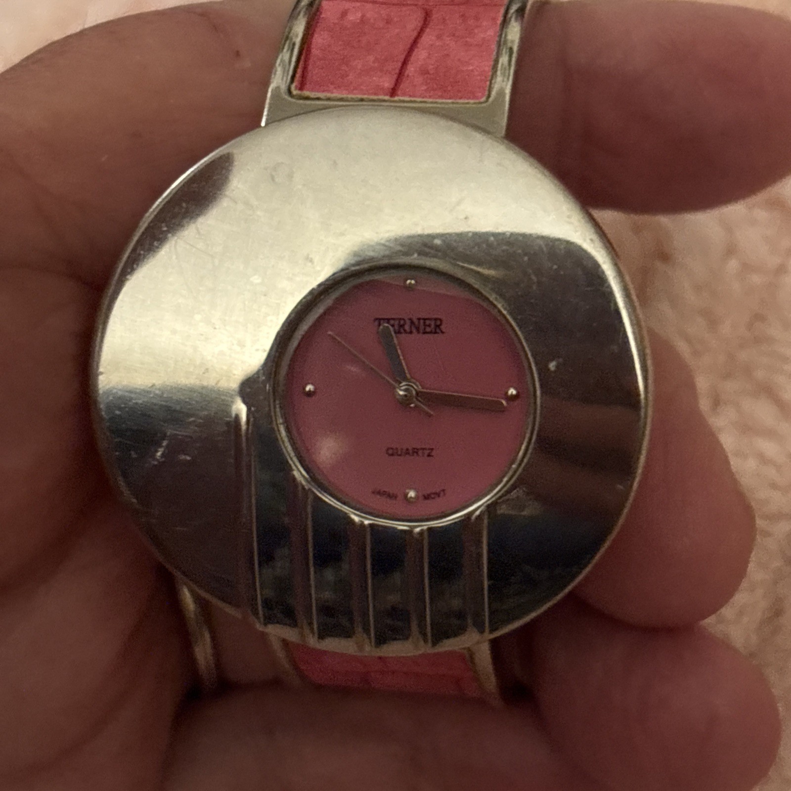 TERNER Brand Ladies WATCH-CUFF BRACELET Pink Leatherette