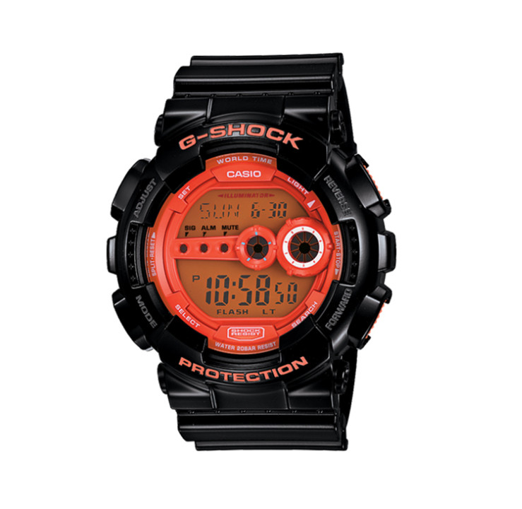 Casio G-Shock GD-100HC-1DR Black Orange Digital Watch World Time 200M