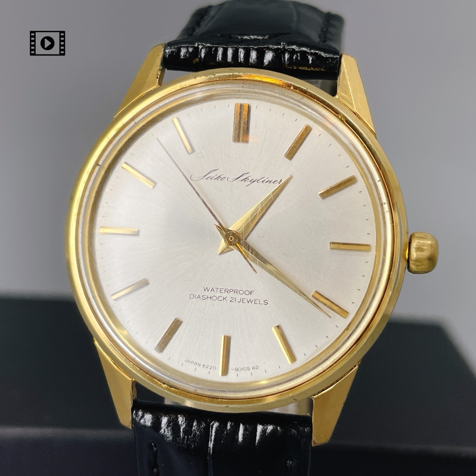 [N.Mint] SKYLINER Diashock 21j [US Stock] Vtg 1966 Mens Gold Hand Winding Watch