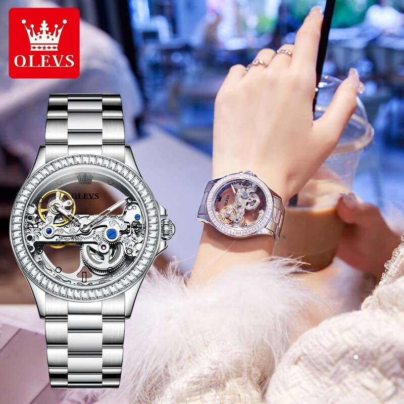 Skeletons Automatic OLEVS Fully Hollow Mechanical Mechanical Watch Women Watch