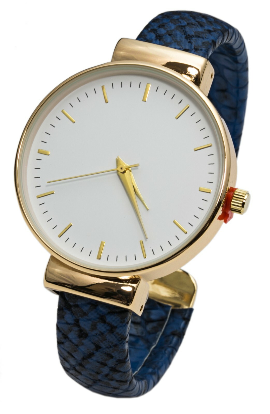 Blekon Collections Japanese Quartz 34mm Case Synthetic Leather Cuff Bangle Watch