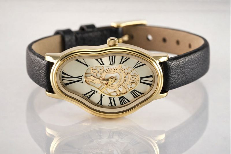 Womens Drip Drop Shape Watch Wavy Asymmetric Retro Y2K Fashion Curved Wristwatch