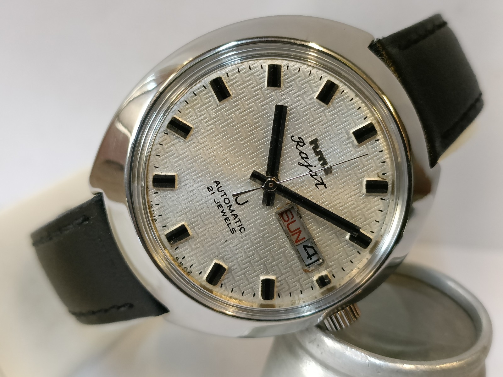 ORIGINAL HMT RAJAT 21J AUTOMATIC WHITE DIAL INDIA MEN’S WORKING CONDITION