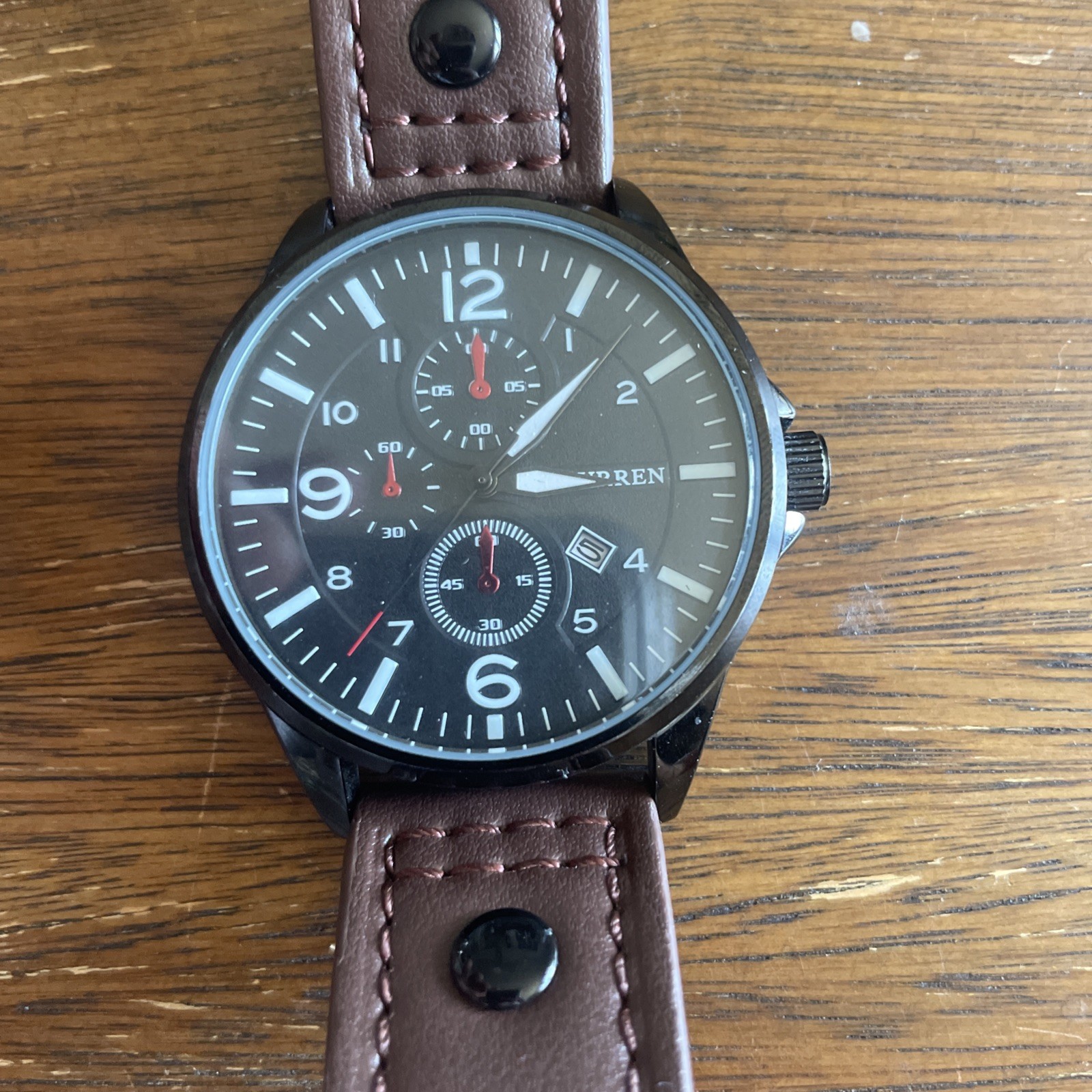 CURREN M-8164 Men’s Black Quartz Chronograph Analog Watch New Battery