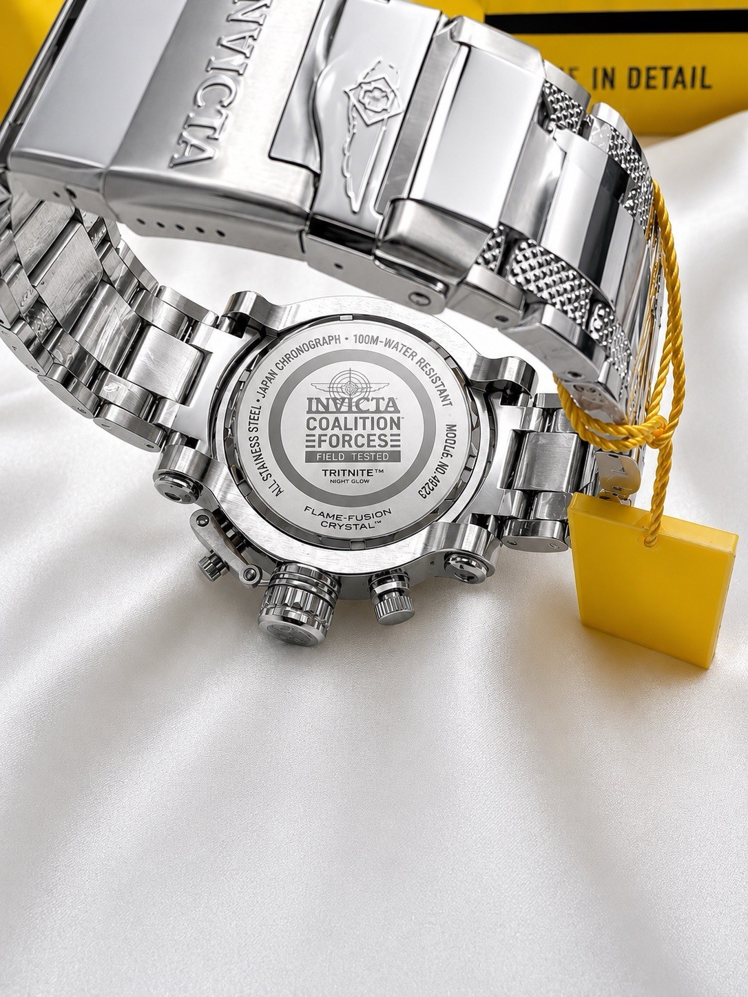Invicta Coalition Forces Men’s panda Quartz 52mm Silver Dial Black Bezel