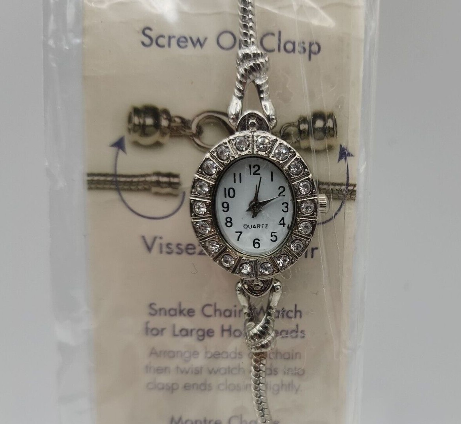 Darice Mix and Mingle Rhinestone Face Snake Chain Watch – 7.5 Inch