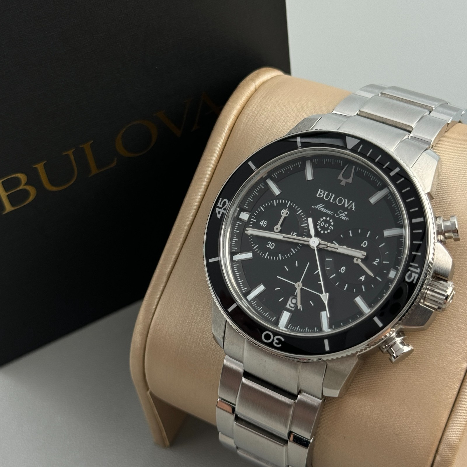 Bulova 96B272 Marine Star Chronograph Men’s Quartz Watch Black Dial 45MM