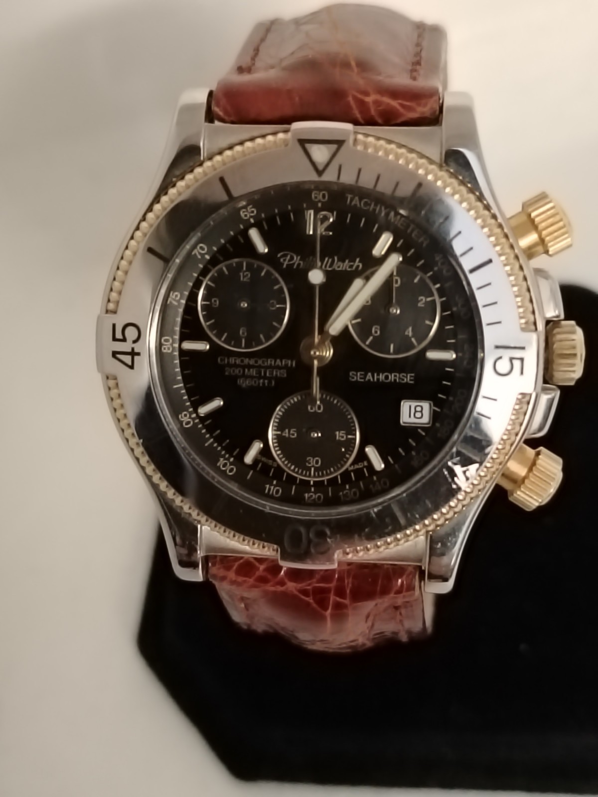 New Philip Watch Seahorse Chronograph Catch Up Caliber Eta 251.262 Swiss