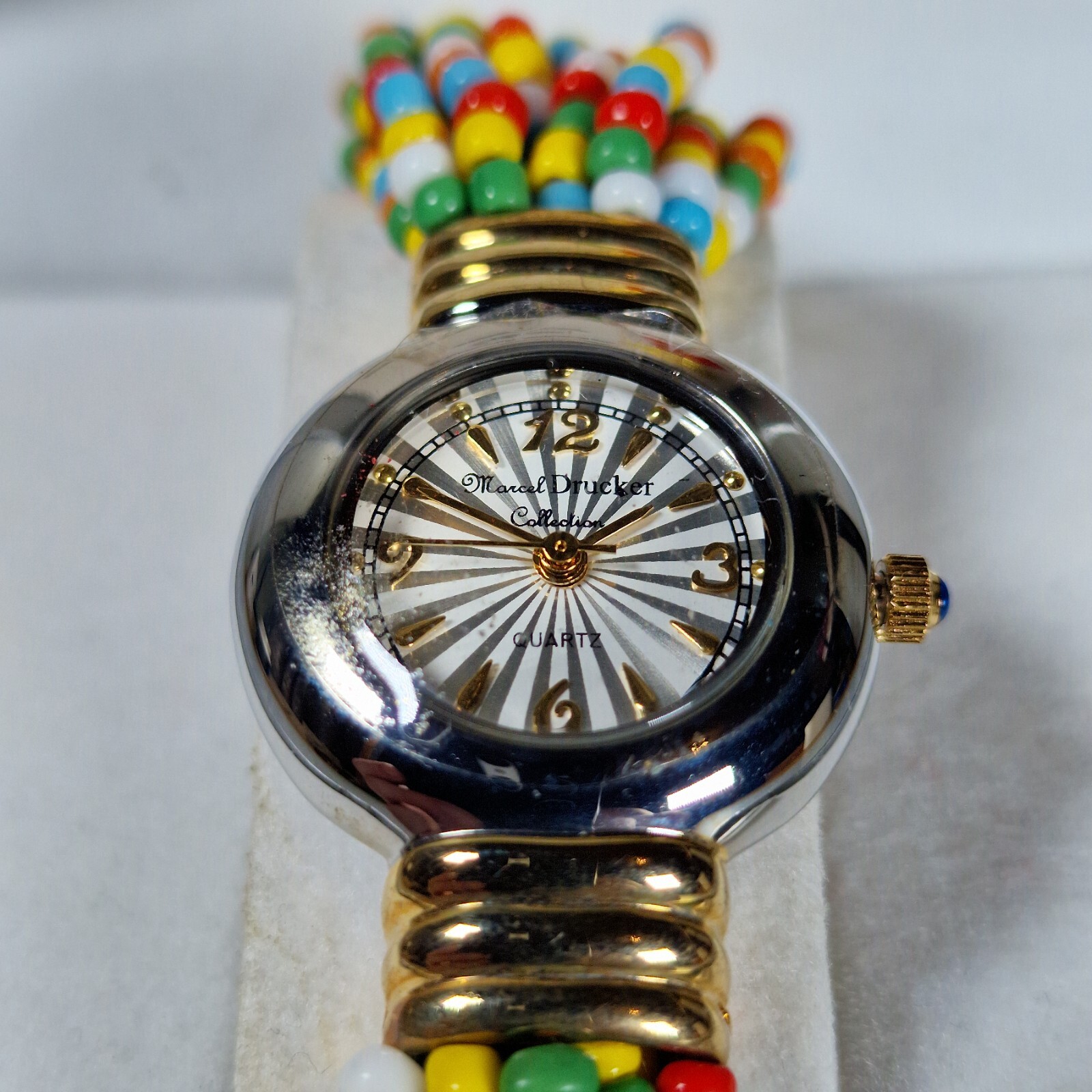 Marcel Drucker Ladies Multicolour Bead Quartz Watch Boxed Bohemian Retro Vtg