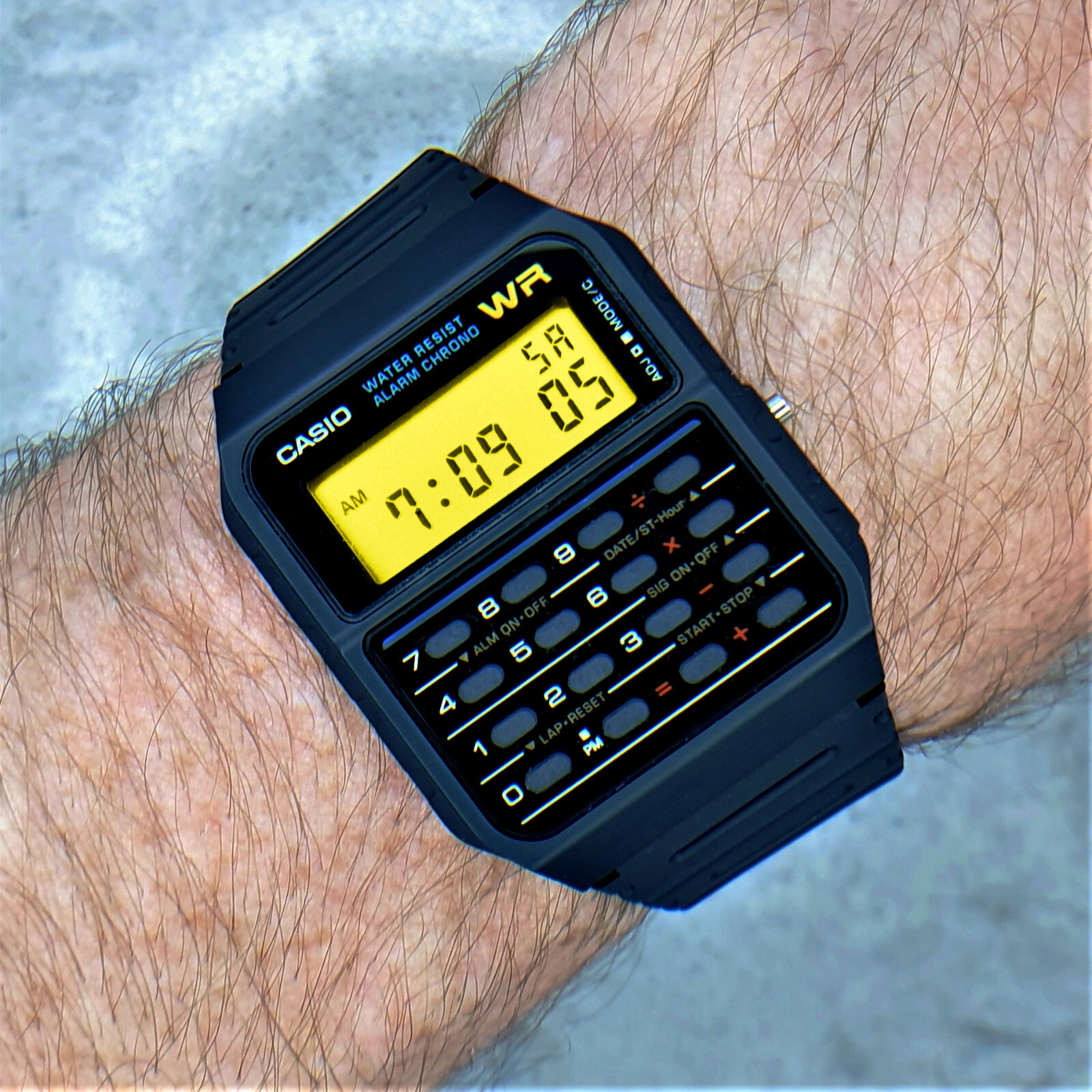 Casio Calculator Watch with Yellow Screen Mod (CA-53W-1ER)