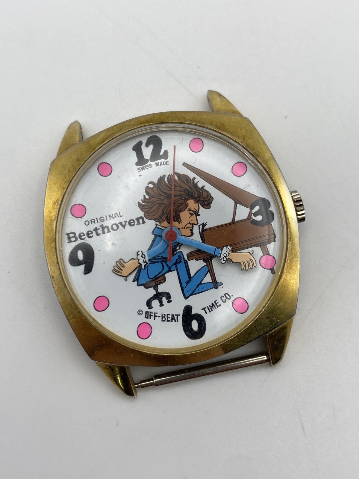 Vintage BEETHOVEN “Off-Beat Time Co.” Manual Wind Men’s Watch 3D Hands Rare