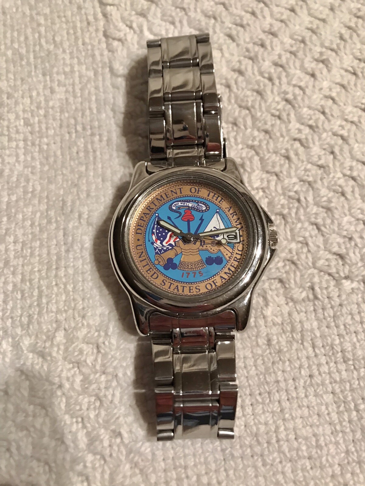 Department of the Army Men’s Wrist Watch – ACCUTIME 2nd Hand + Date Untested