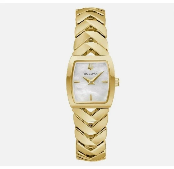 Bulova Classic Gold Mother of Pearl Tonneau Quartz Ladies Watch 97L183 MSRP$550