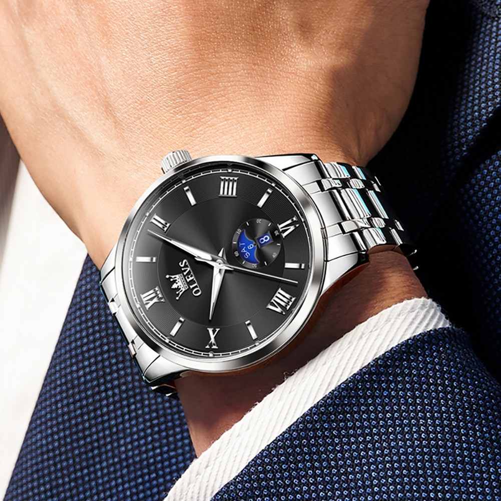 OLEVS Japan Movement Luxury Classics Male Gift Rhinestone Quartz Wristwatch 3638