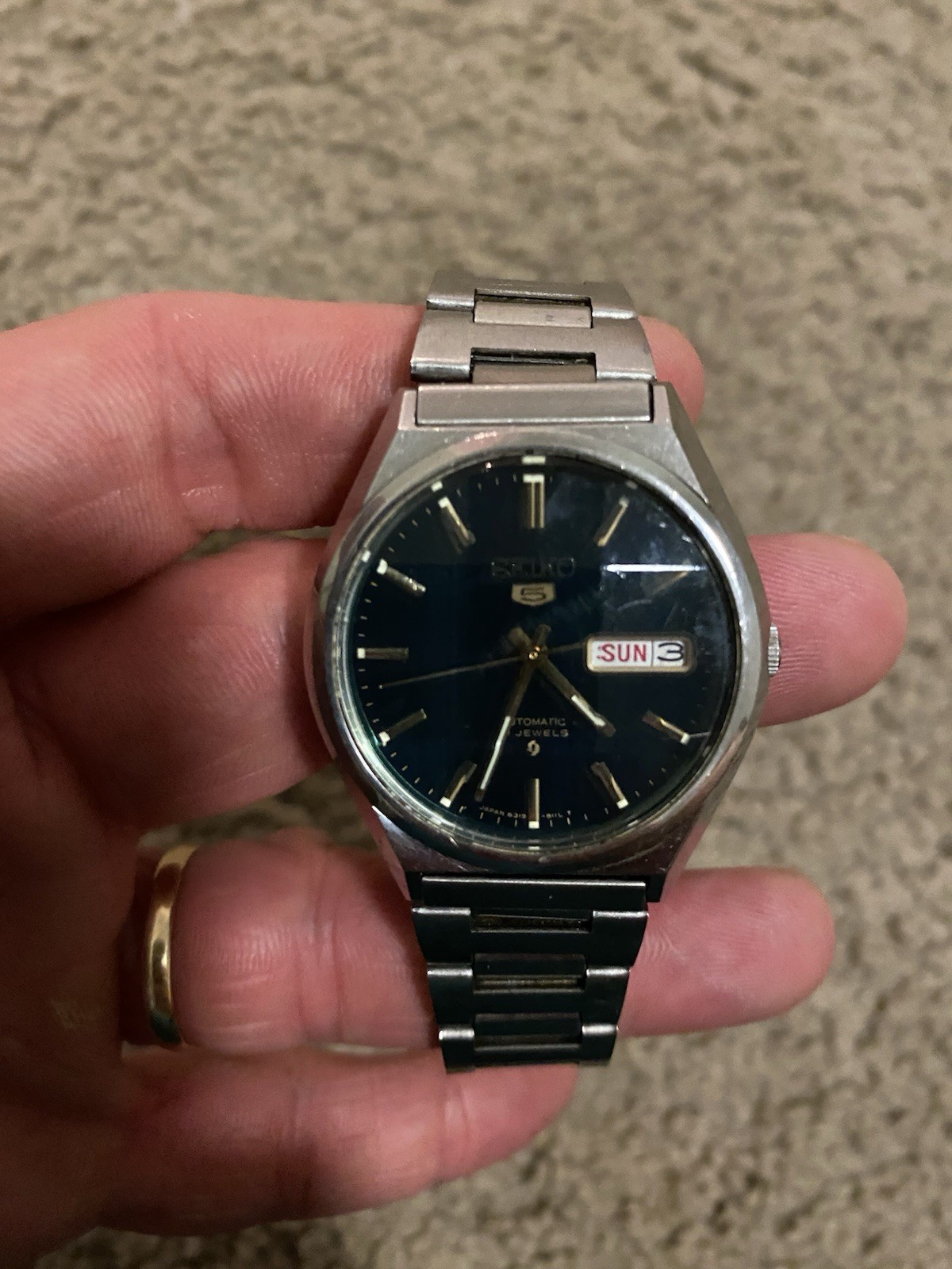 Seiko 5 Men’s Automatic Day/Date Green Dial 6319-8120 Watch 36mm Vintage – WORKS