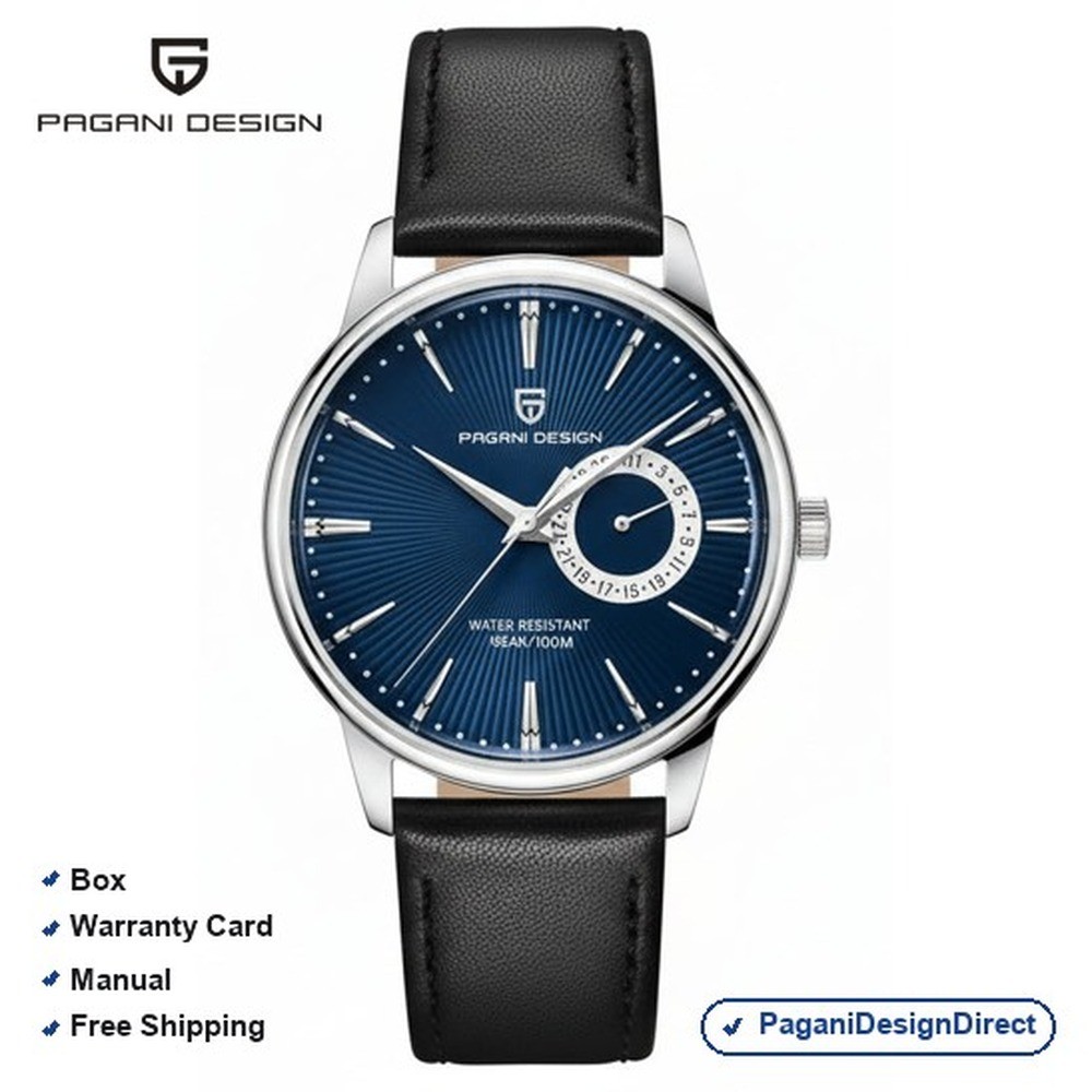 Pagani Design PD-1654 Blue Silver Leather Automatic Men’s Watch