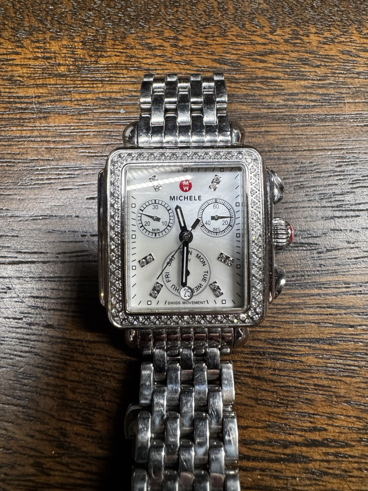 Michele Deco Diamond Chronograph MWW06T000046 Diamond Bezel Swiss Women’s Watch