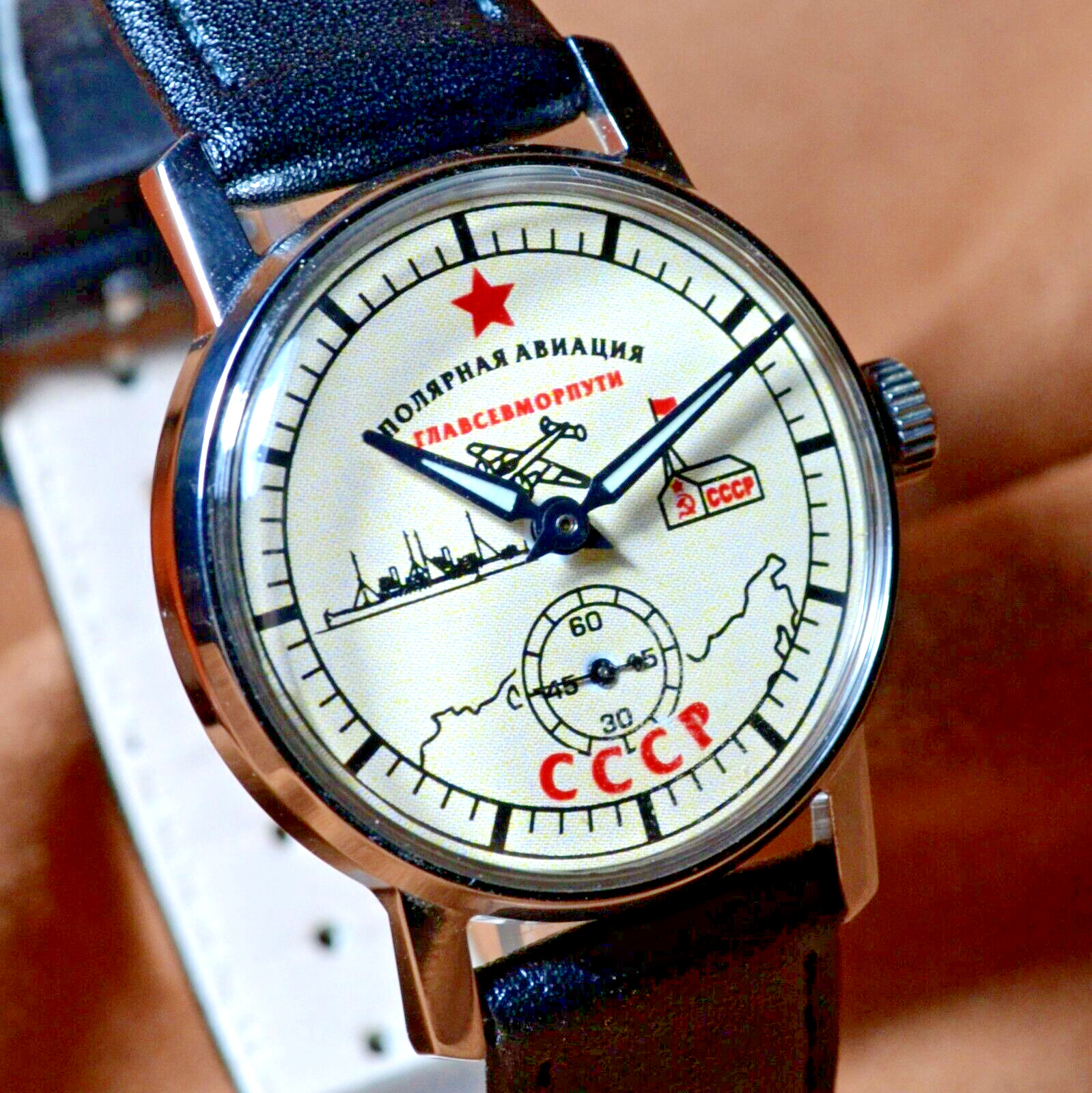 Pobeda Soviet Mechanical Men’s Watch Vintage Men’s Wristwatch USSR Serviced