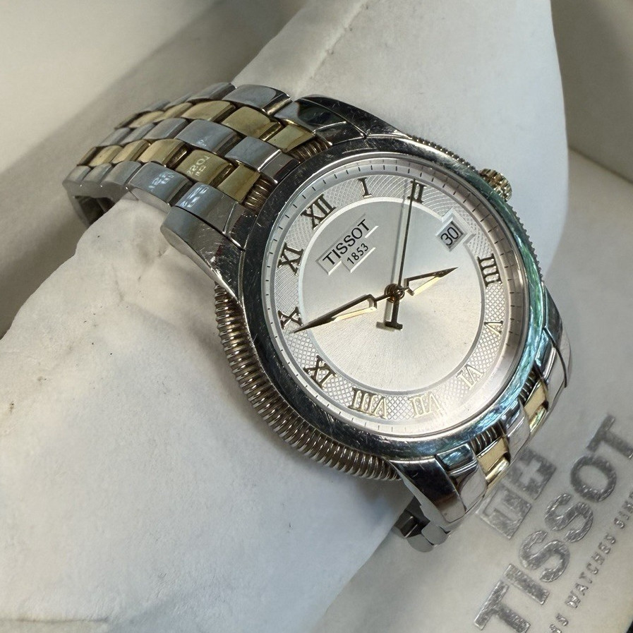 Tissot Ballade Quartz Silver Dial Roman Date Two-Tone SS Bracelet 39mm 30m