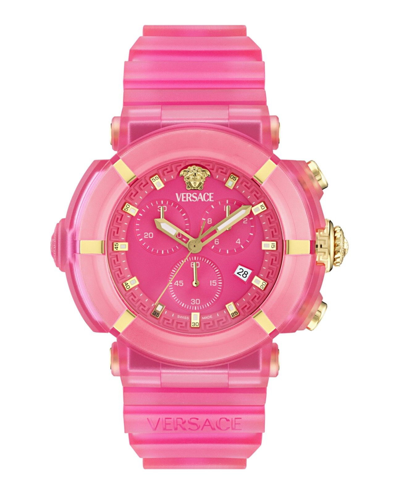 Versace Mens Pink 45mm Strap Fashion Watch