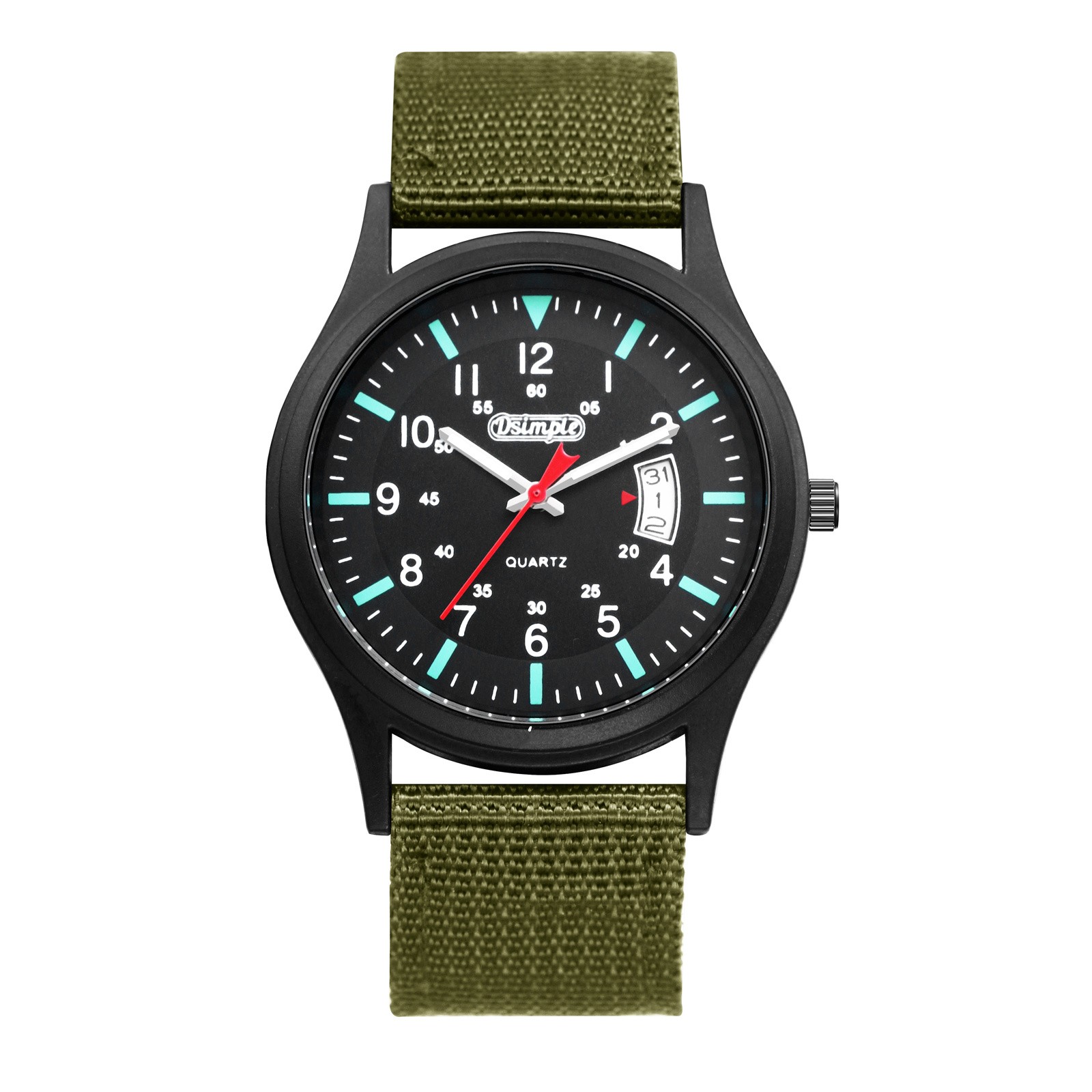 Men Outdoor Sport Tactical Military Nylon Strap Quartz Date Wrist Watch Luminous