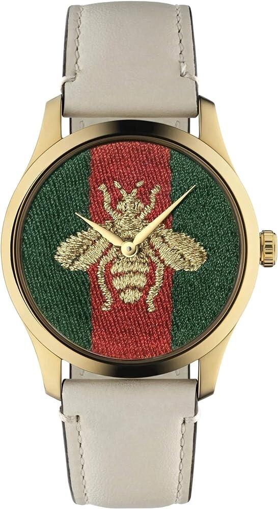 Gucci G-Timeless Women’s Bee Dial Leather Band Watch – YA1265009 ($1100 MSRP)