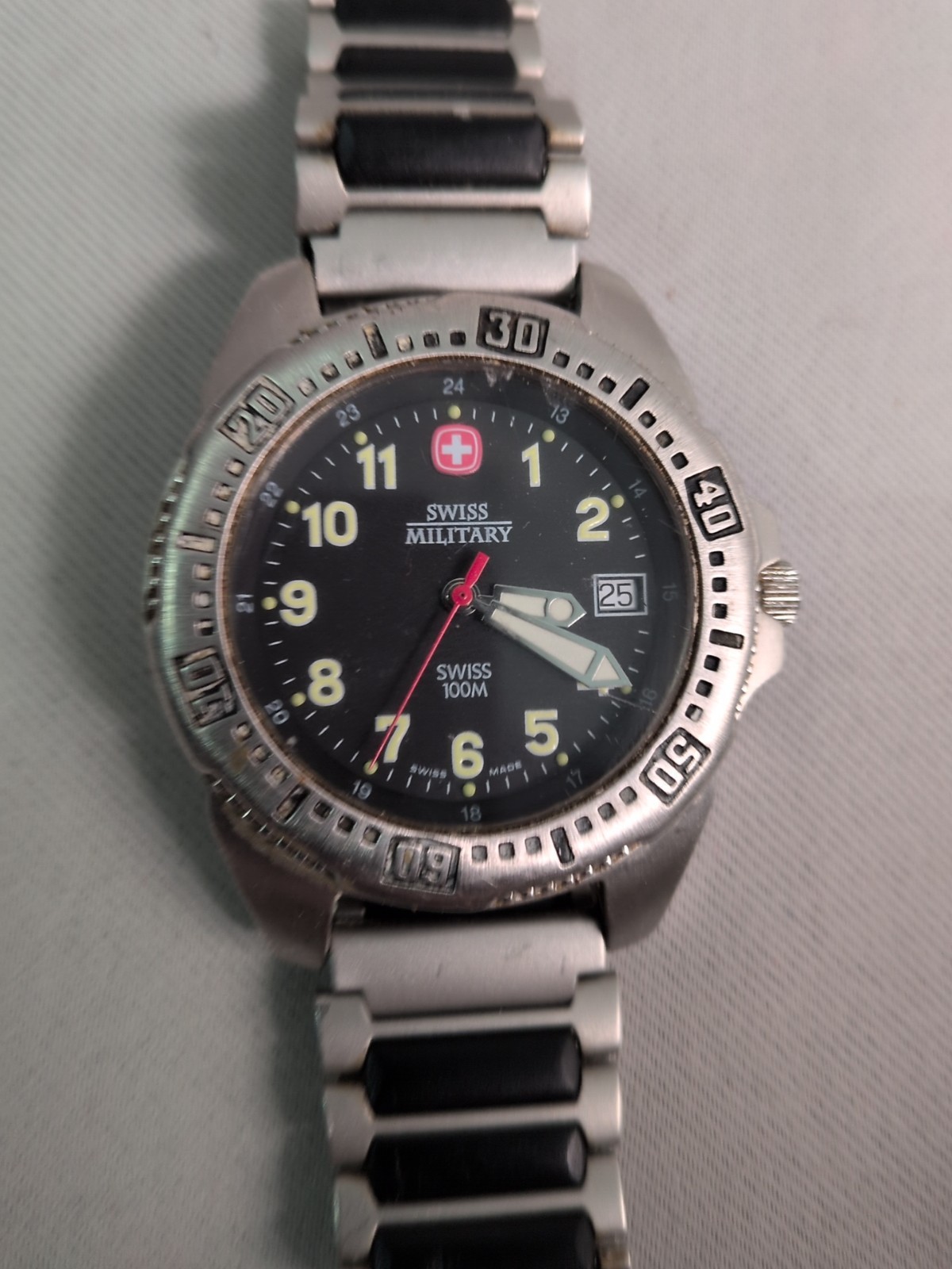 Wegner Swiss Military 095.0489 Men’s Dive Watch WR 100M Date Ind – New Battery