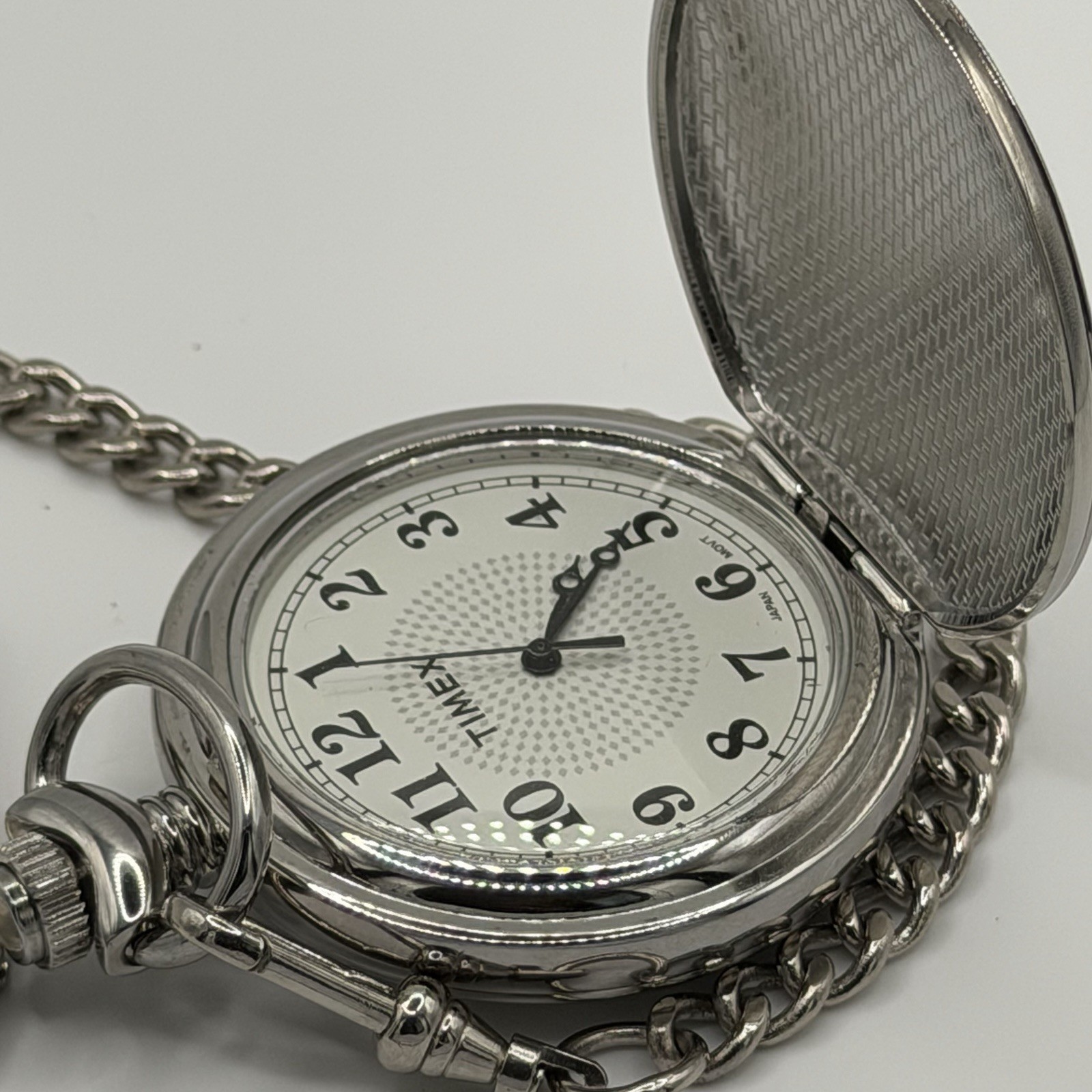 Timex Silver Tone Pocket Watch Working Condition Please Read