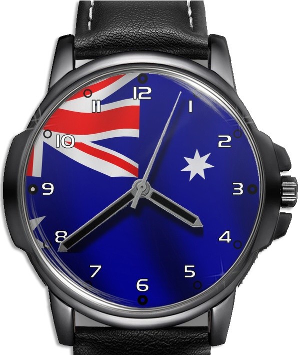 Australia Flag Collectable Leather Strap Big Dial Gift Wrist Watch