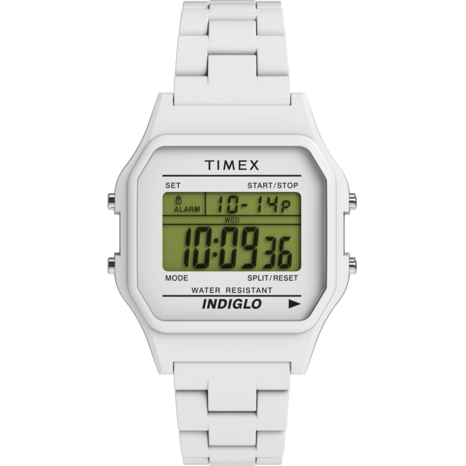 Timex Unisex Watch 80 Digital Dial White Plastic Case Resin Bracelet TW2V20100