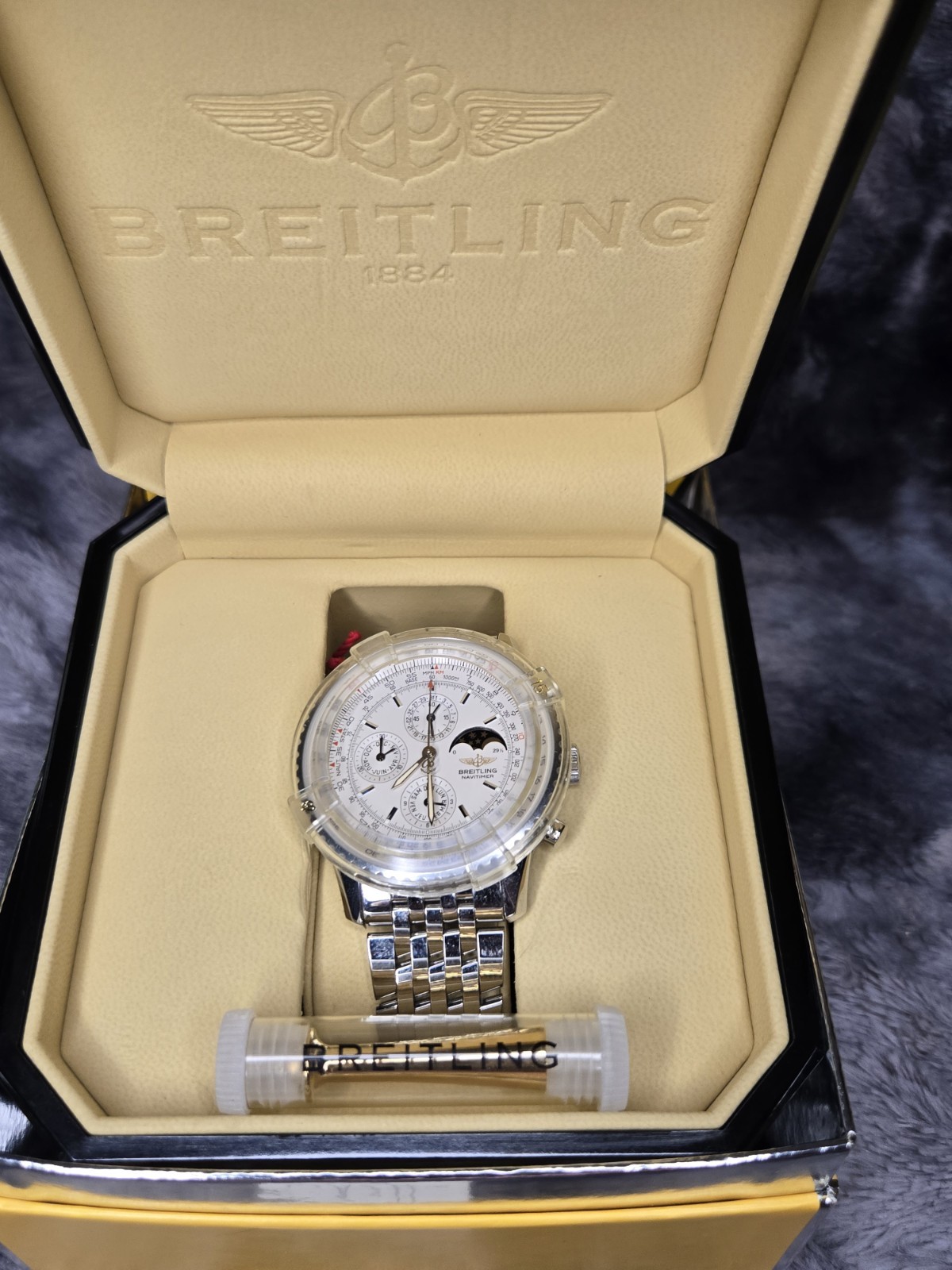 Breitling Chronomat Automatic Chronograph 39mm White Dial Steel Bracelet Box