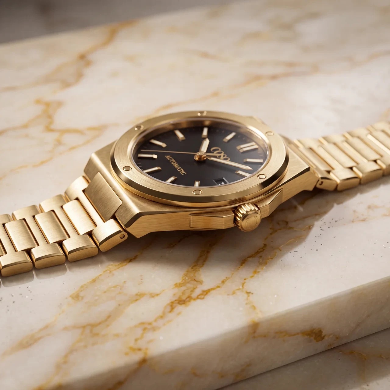 COSO Valtor Automatic Black Dial Full Gold Bracelet