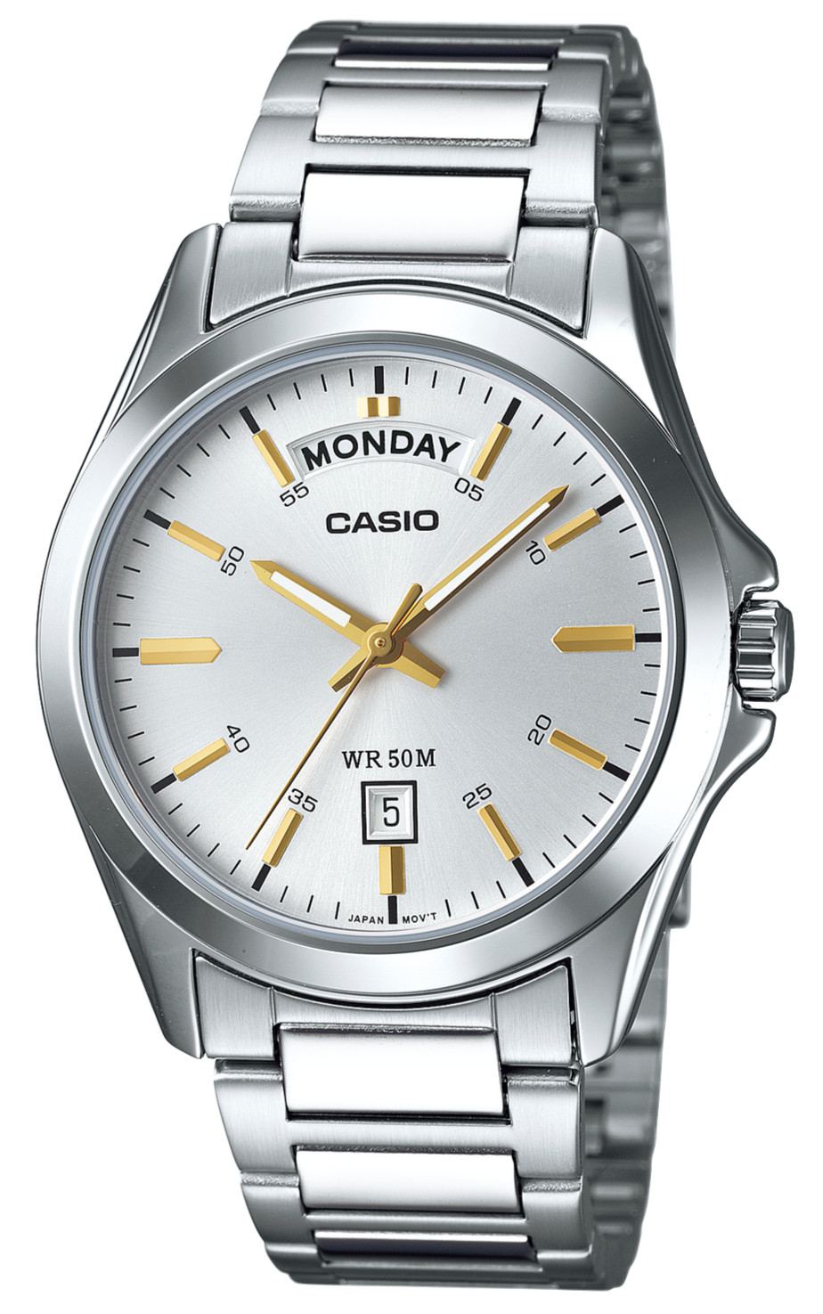 Casio MTP-1370D-7A2V Men’s Silver Dial Stainless Steel Day Date Quartz Watch 50M