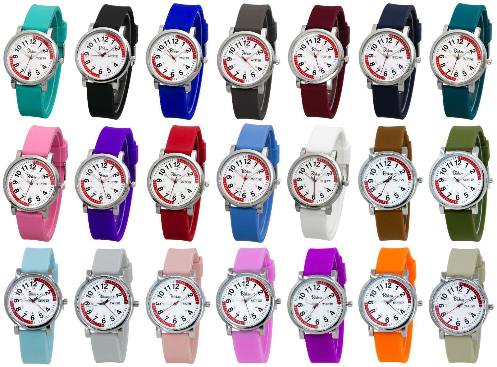 Blekon Original Nurse Watch – Red Fifteen Minute Pulsometer, Silicone Band Watch