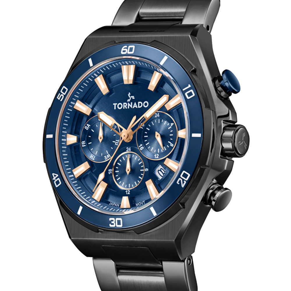 Tornado Strellar X Men’s Multi Function Watch | Blue Dial, 45mm, 100 m (10 ATM)