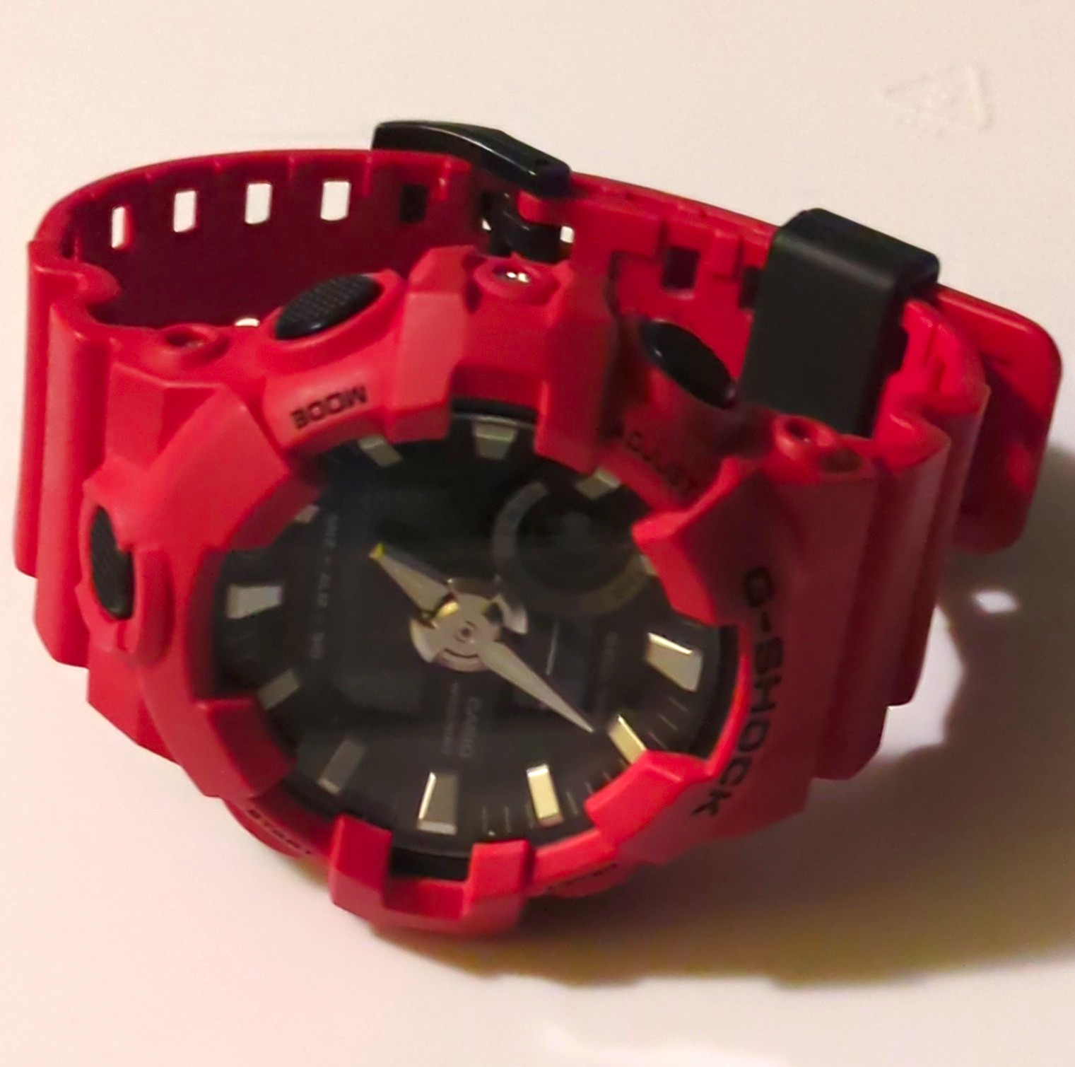 Casio G-SHOCK Analog Quartz Water Resistant Red Resin Watch 52mm+