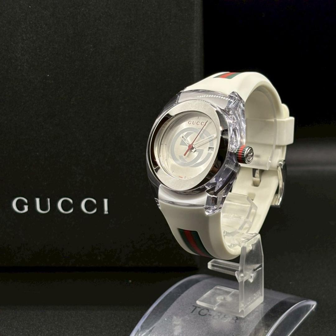 Gucci Interlocking Sherry Line Quartz Watch White Rubber Band From Japan